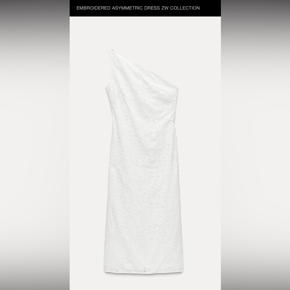 Elegant Embroidered White One-Shoulder Dress